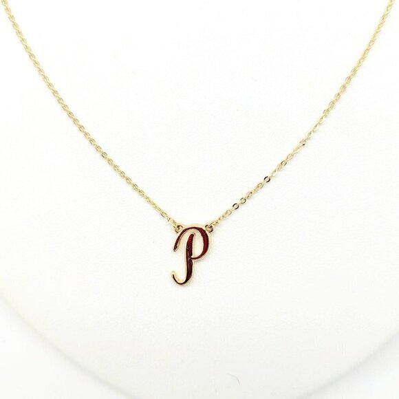 Crown & Ivy Monogram Initial Letter "P" Necklace 18" Gold Tone NEW ON CARD - Picture 1 of 5